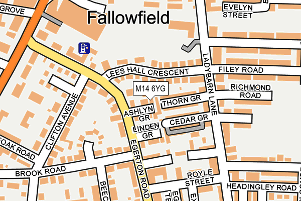 M14 6YG map - OS OpenMap – Local (Ordnance Survey)