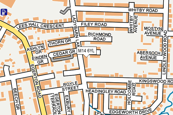 M14 6YL map - OS OpenMap – Local (Ordnance Survey)