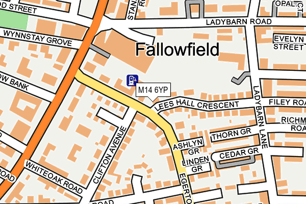 M14 6YP map - OS OpenMap – Local (Ordnance Survey)