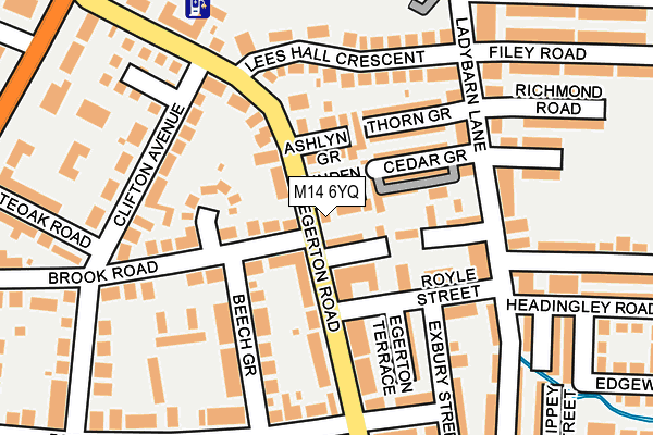 M14 6YQ map - OS OpenMap – Local (Ordnance Survey)