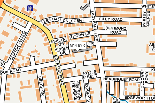 M14 6YR map - OS OpenMap – Local (Ordnance Survey)