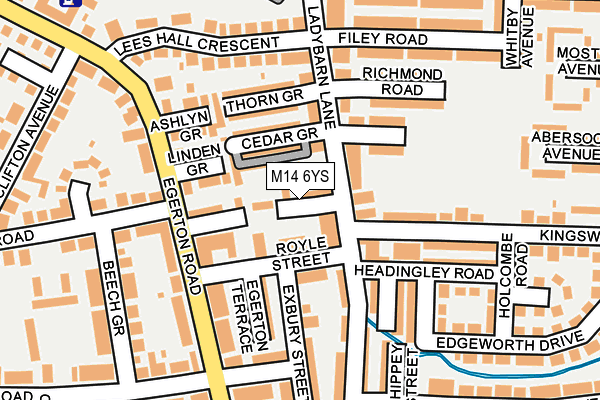 M14 6YS map - OS OpenMap – Local (Ordnance Survey)