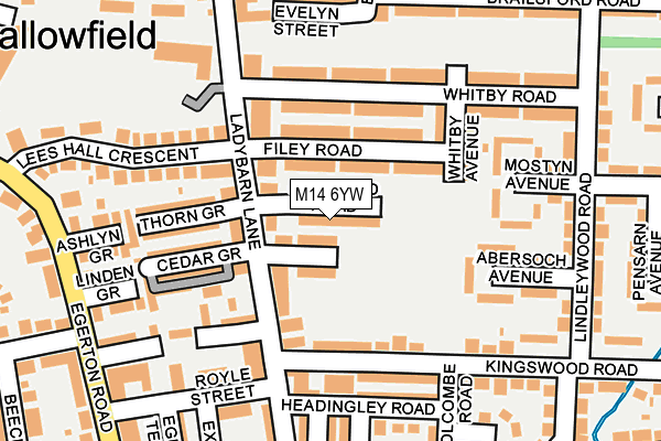 M14 6YW map - OS OpenMap – Local (Ordnance Survey)