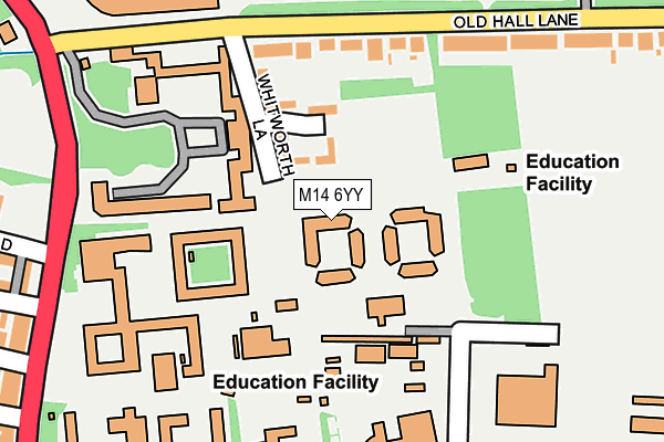 M14 6YY map - OS OpenMap – Local (Ordnance Survey)