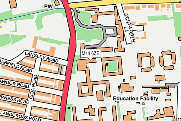 M14 6ZE map - OS OpenMap – Local (Ordnance Survey)