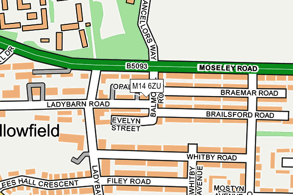 M14 6ZU map - OS OpenMap – Local (Ordnance Survey)