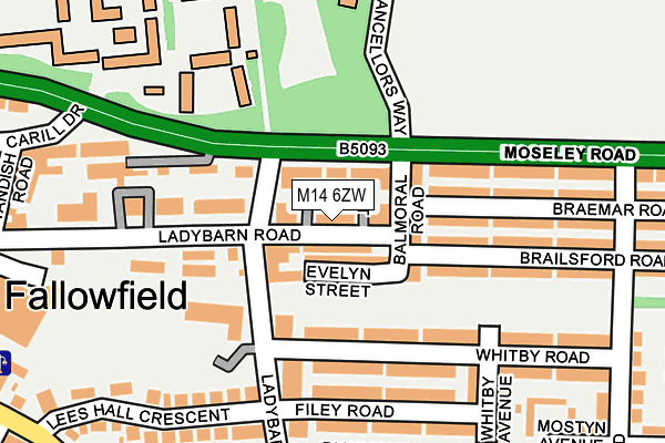 M14 6ZW map - OS OpenMap – Local (Ordnance Survey)