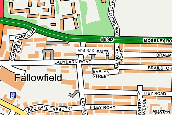 M14 6ZX map - OS OpenMap – Local (Ordnance Survey)