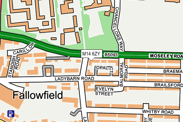 M14 6ZY map - OS OpenMap – Local (Ordnance Survey)