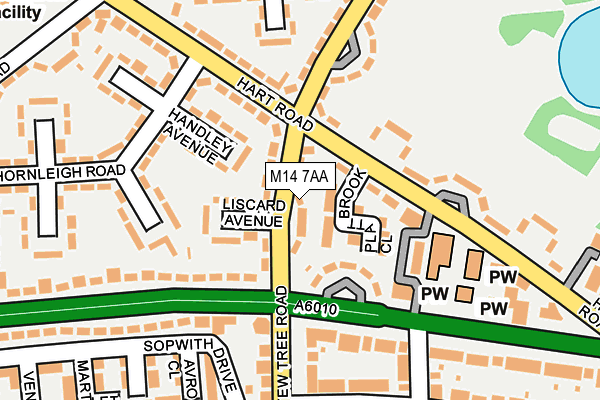 M14 7AA map - OS OpenMap – Local (Ordnance Survey)