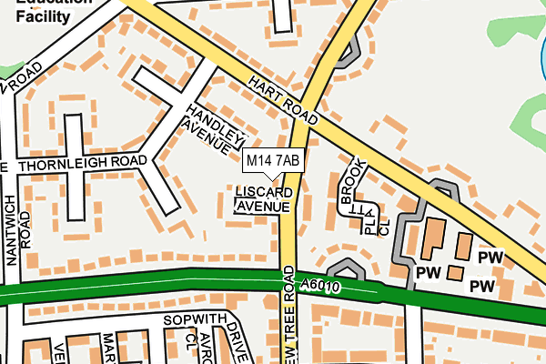 M14 7AB map - OS OpenMap – Local (Ordnance Survey)