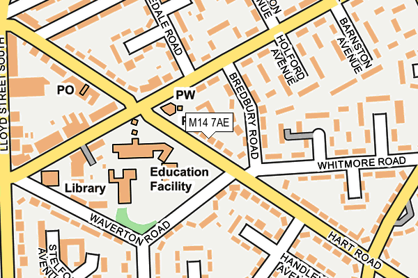 M14 7AE map - OS OpenMap – Local (Ordnance Survey)