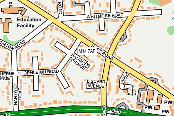 M14 7AF map - OS OpenMap – Local (Ordnance Survey)