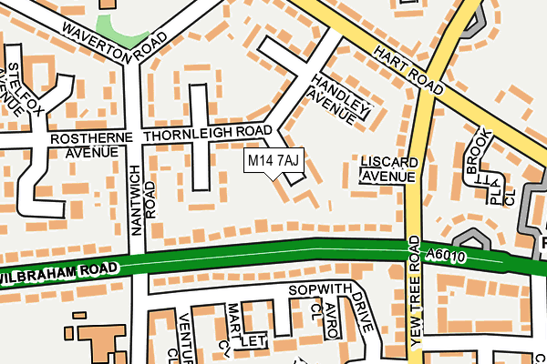 M14 7AJ map - OS OpenMap – Local (Ordnance Survey)