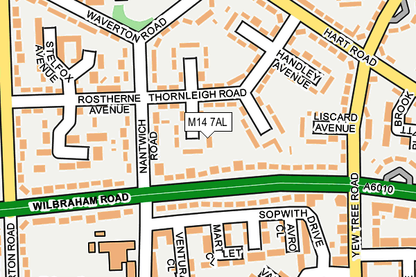 M14 7AL map - OS OpenMap – Local (Ordnance Survey)