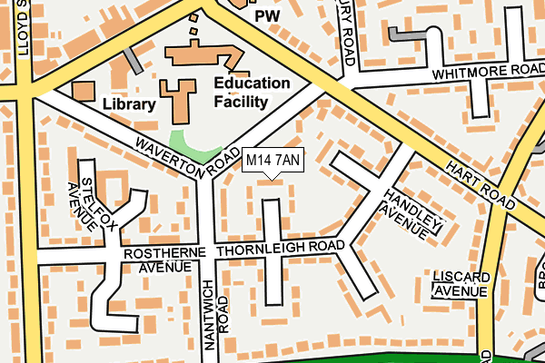 M14 7AN map - OS OpenMap – Local (Ordnance Survey)