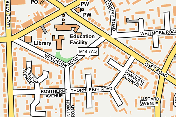 M14 7AQ map - OS OpenMap – Local (Ordnance Survey)