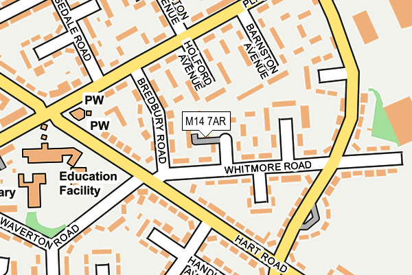 M14 7AR map - OS OpenMap – Local (Ordnance Survey)