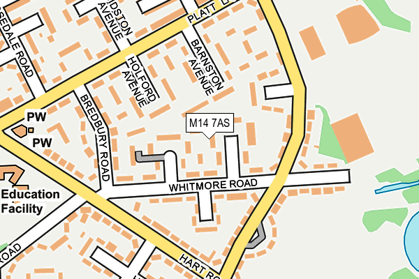 M14 7AS map - OS OpenMap – Local (Ordnance Survey)