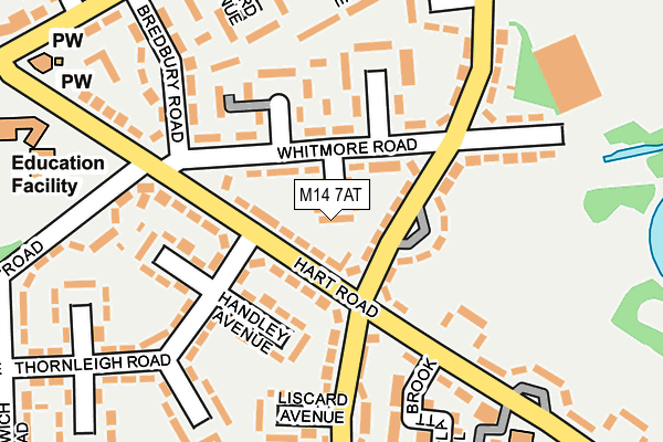 M14 7AT map - OS OpenMap – Local (Ordnance Survey)