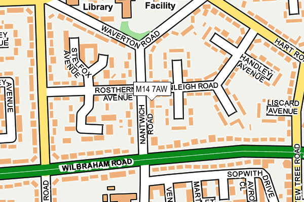 M14 7AW map - OS OpenMap – Local (Ordnance Survey)