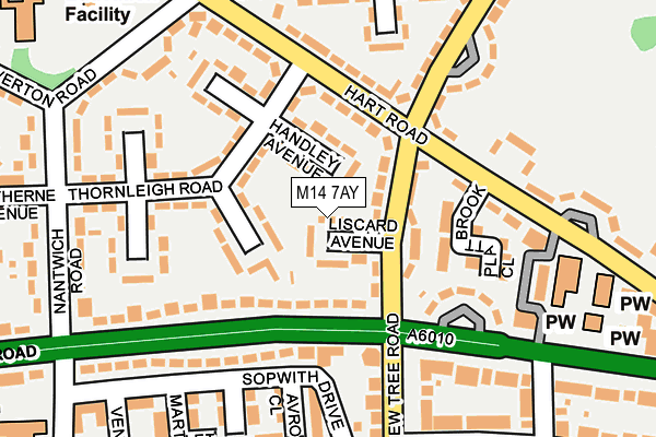 M14 7AY map - OS OpenMap – Local (Ordnance Survey)