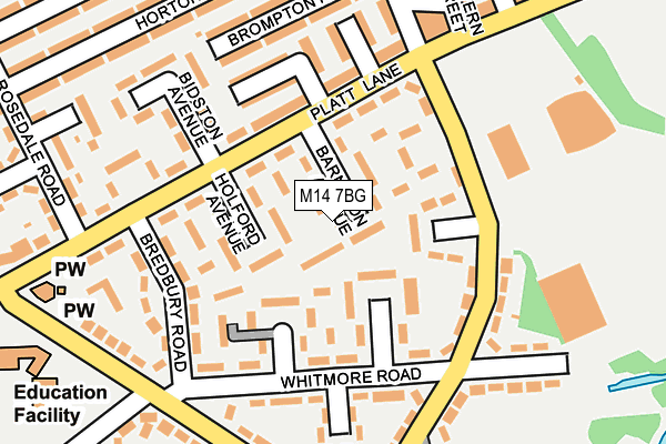 M14 7BG map - OS OpenMap – Local (Ordnance Survey)