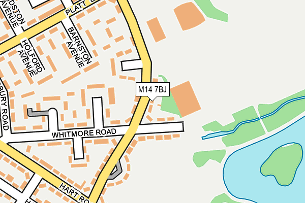 M14 7BJ map - OS OpenMap – Local (Ordnance Survey)