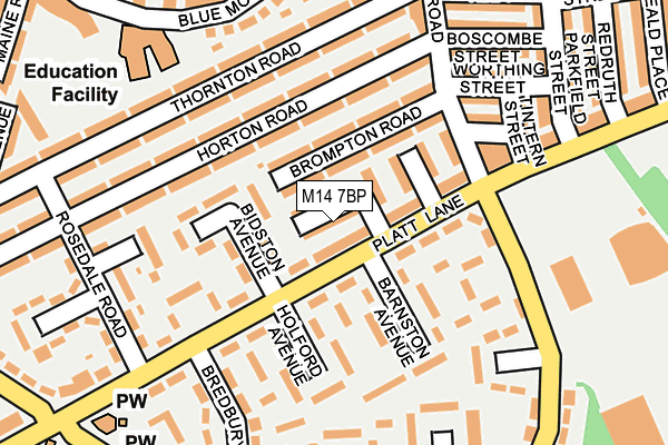 M14 7BP map - OS OpenMap – Local (Ordnance Survey)