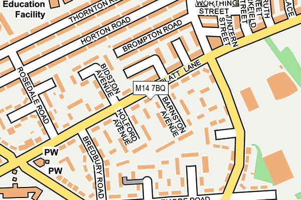 M14 7BQ map - OS OpenMap – Local (Ordnance Survey)