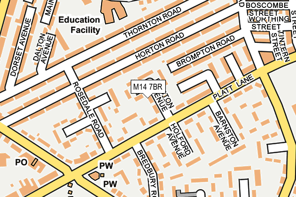 M14 7BR map - OS OpenMap – Local (Ordnance Survey)