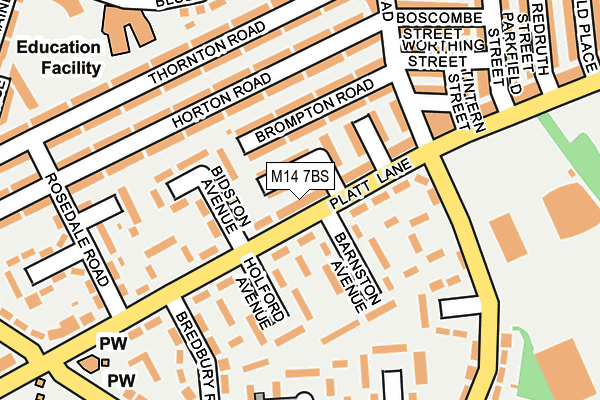 M14 7BS map - OS OpenMap – Local (Ordnance Survey)