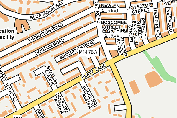 M14 7BW map - OS OpenMap – Local (Ordnance Survey)