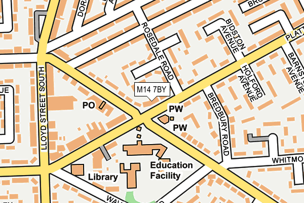 M14 7BY map - OS OpenMap – Local (Ordnance Survey)