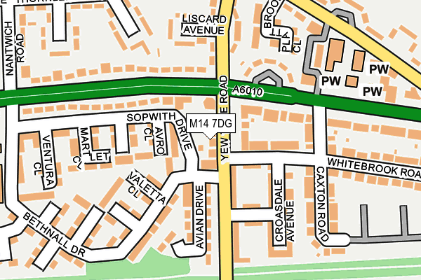 M14 7DG map - OS OpenMap – Local (Ordnance Survey)