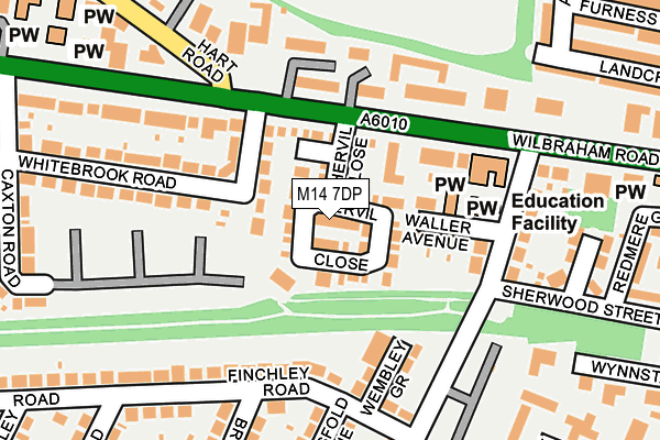 M14 7DP map - OS OpenMap – Local (Ordnance Survey)