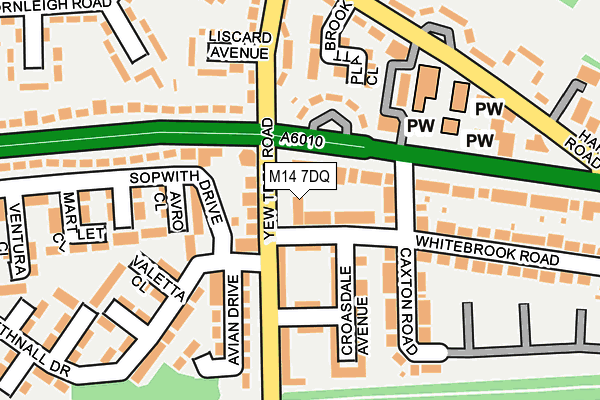 M14 7DQ map - OS OpenMap – Local (Ordnance Survey)