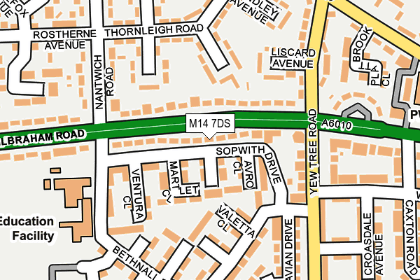 M14 7DS map - OS OpenMap – Local (Ordnance Survey)