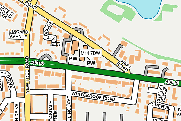 M14 7DW map - OS OpenMap – Local (Ordnance Survey)