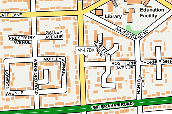 M14 7DX map - OS OpenMap – Local (Ordnance Survey)