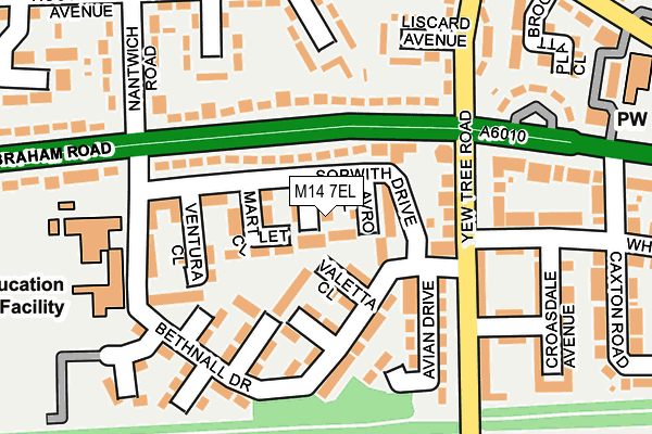 M14 7EL map - OS OpenMap – Local (Ordnance Survey)