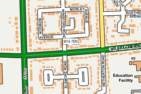 M14 7EN map - OS OpenMap – Local (Ordnance Survey)