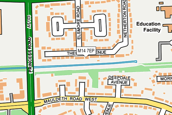 M14 7EP map - OS OpenMap – Local (Ordnance Survey)