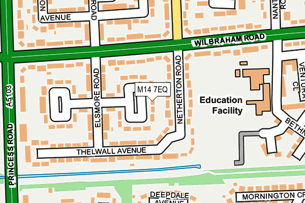 M14 7EQ map - OS OpenMap – Local (Ordnance Survey)