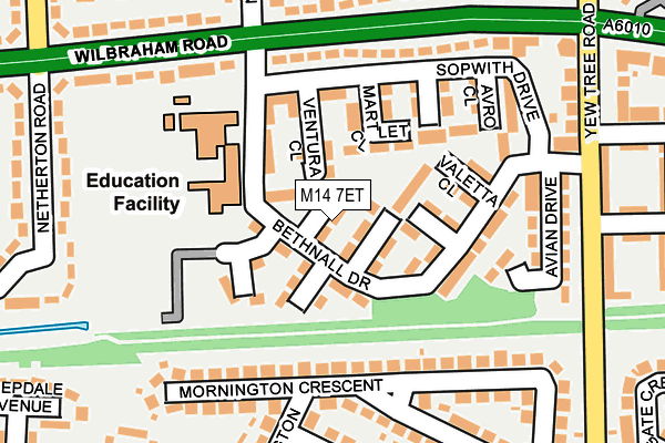 M14 7ET map - OS OpenMap – Local (Ordnance Survey)