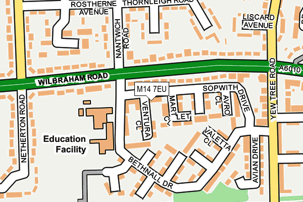 M14 7EU map - OS OpenMap – Local (Ordnance Survey)