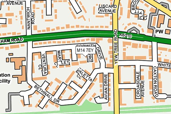 M14 7EY map - OS OpenMap – Local (Ordnance Survey)