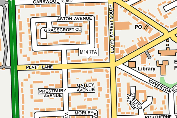 M14 7FA map - OS OpenMap – Local (Ordnance Survey)