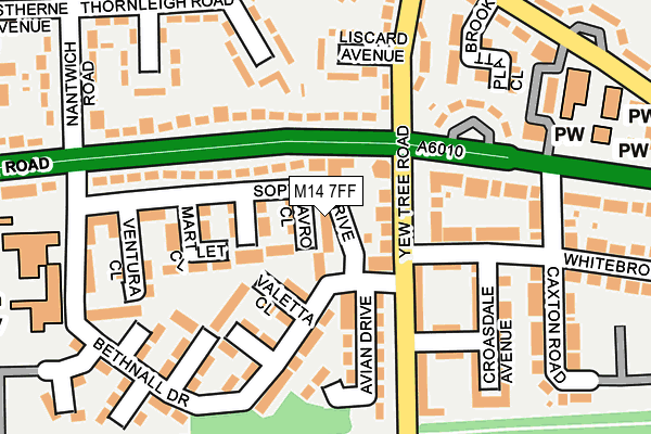 M14 7FF map - OS OpenMap – Local (Ordnance Survey)