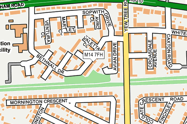 M14 7FH map - OS OpenMap – Local (Ordnance Survey)